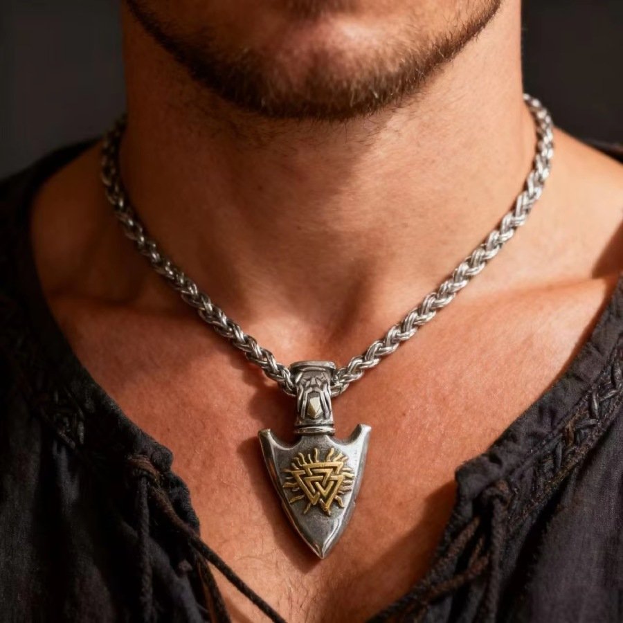 Viking Style Nordic Odin's Knot Rune 316L Stainless Steel Pendant Necklace