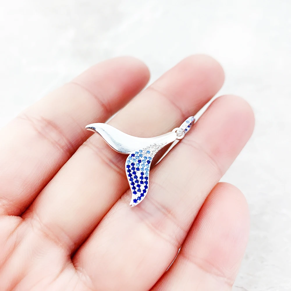 Cheerful Blue Tail Fin Sterling Silver Pendant For Woman - Image 7