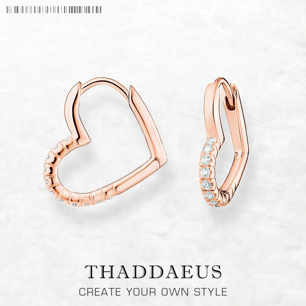 Romantic Rose Gold Heart Hoop Earring Silver Jewerly For Women