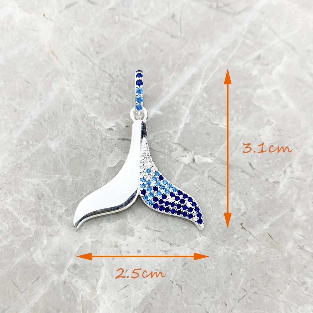 Cheerful Blue Tail Fin Sterling Silver Pendant For Woman - Image 4
