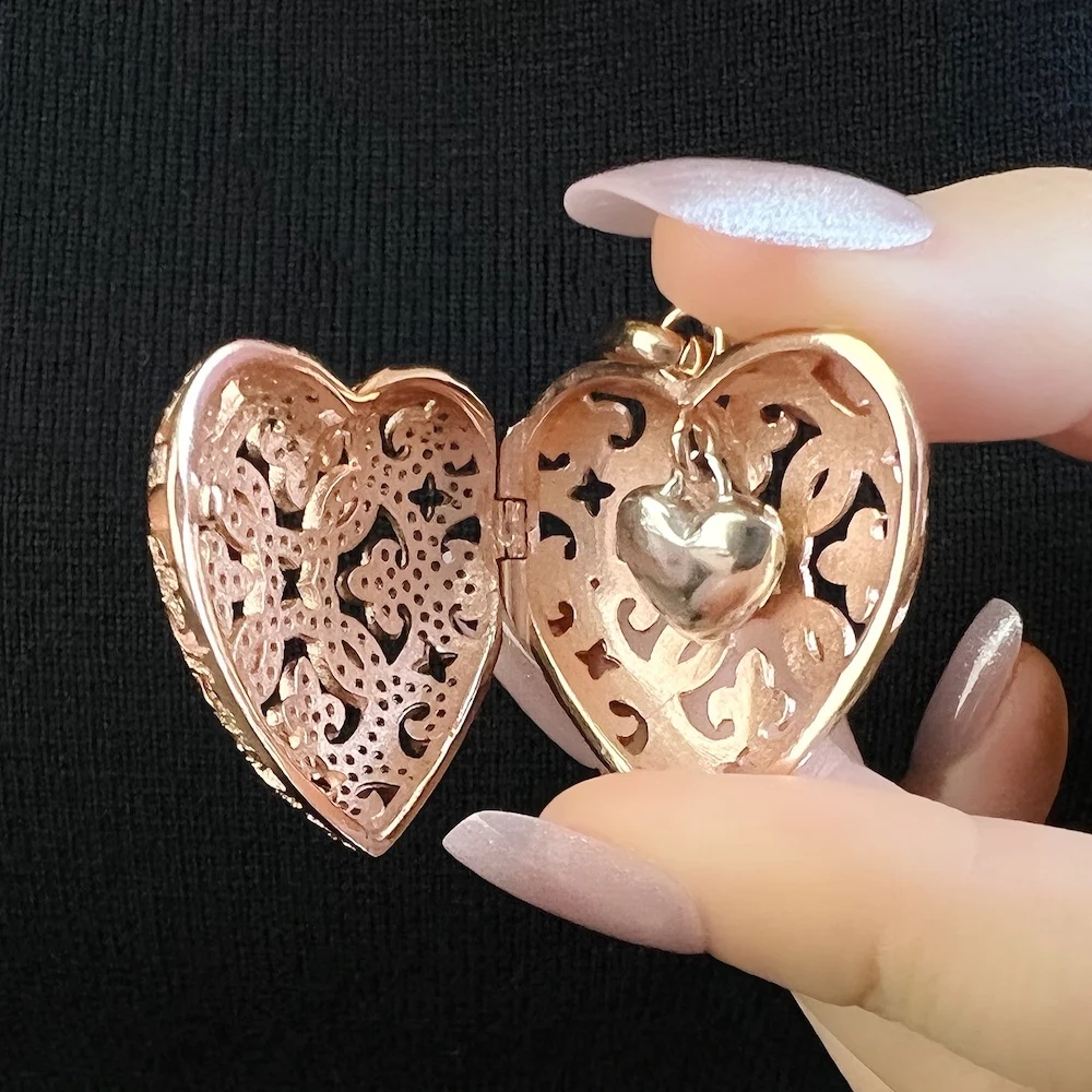 Love Heart Locket Fashion Glam 925 Sterling Silver Pendant - Image 5