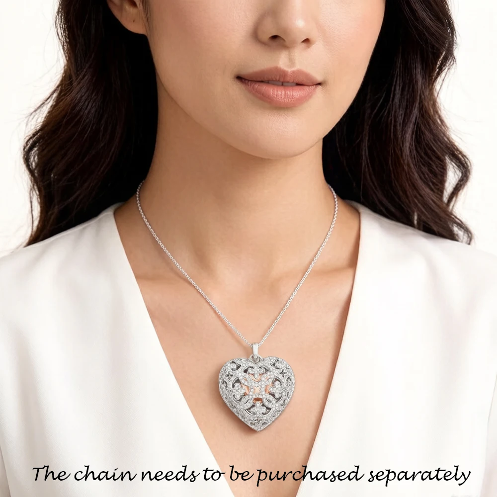Love Heart Locket Fashion Glam 925 Sterling Silver Pendant - Image 2