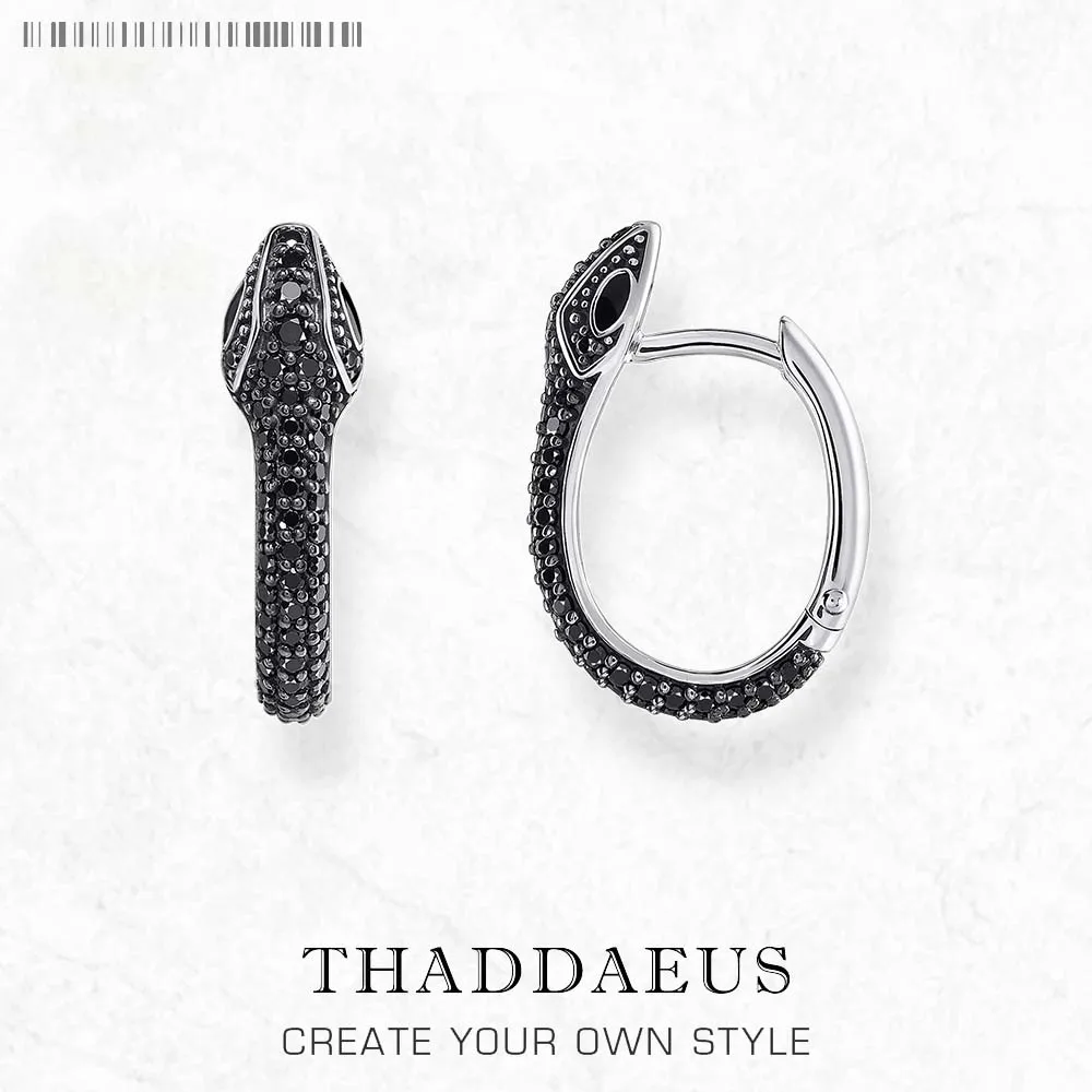 Blackened Snake Hoop Earrings Creole Sterling Silver Jewelry