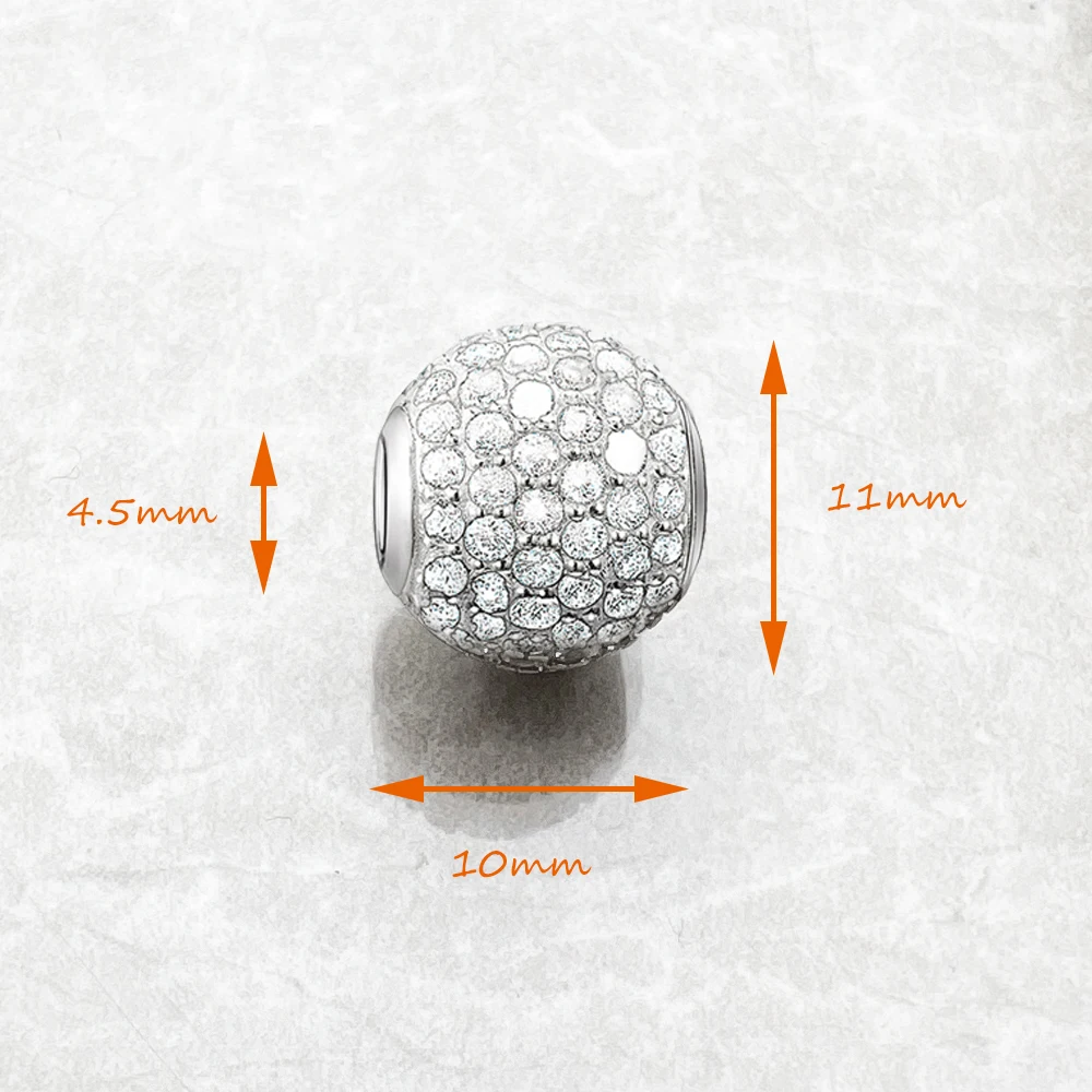 White Pave Brand 925 Sterling Silver Beads - Imagen 2
