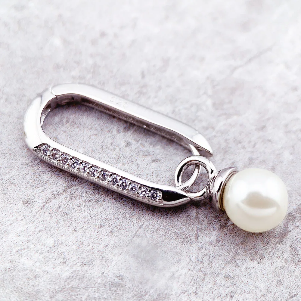 Hoop Earrings Links And Pearls Romantic Sterling Silver Jewerly - Image 3