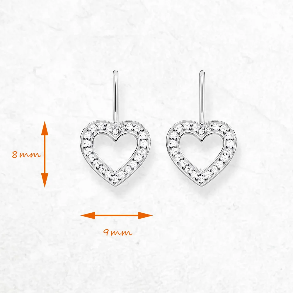Romantic White Stone Heart Europe Sterling Silver 925 Jewelry Earrings - 画像 (3)