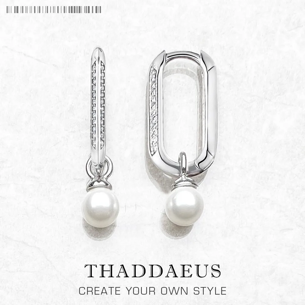 Hoop Earrings Links And Pearls Romantic Sterling Silver Jewerly