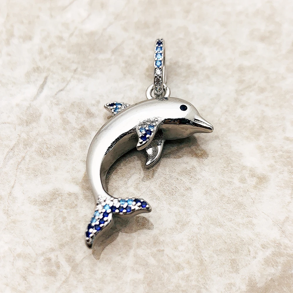 Glam Dolphin Blue Sterling Silver Pendant Jewelry - Image 5