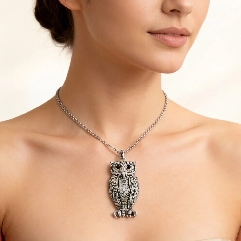 Trendy Owl Sterling Silver Pendant Jewelry - Image 4
