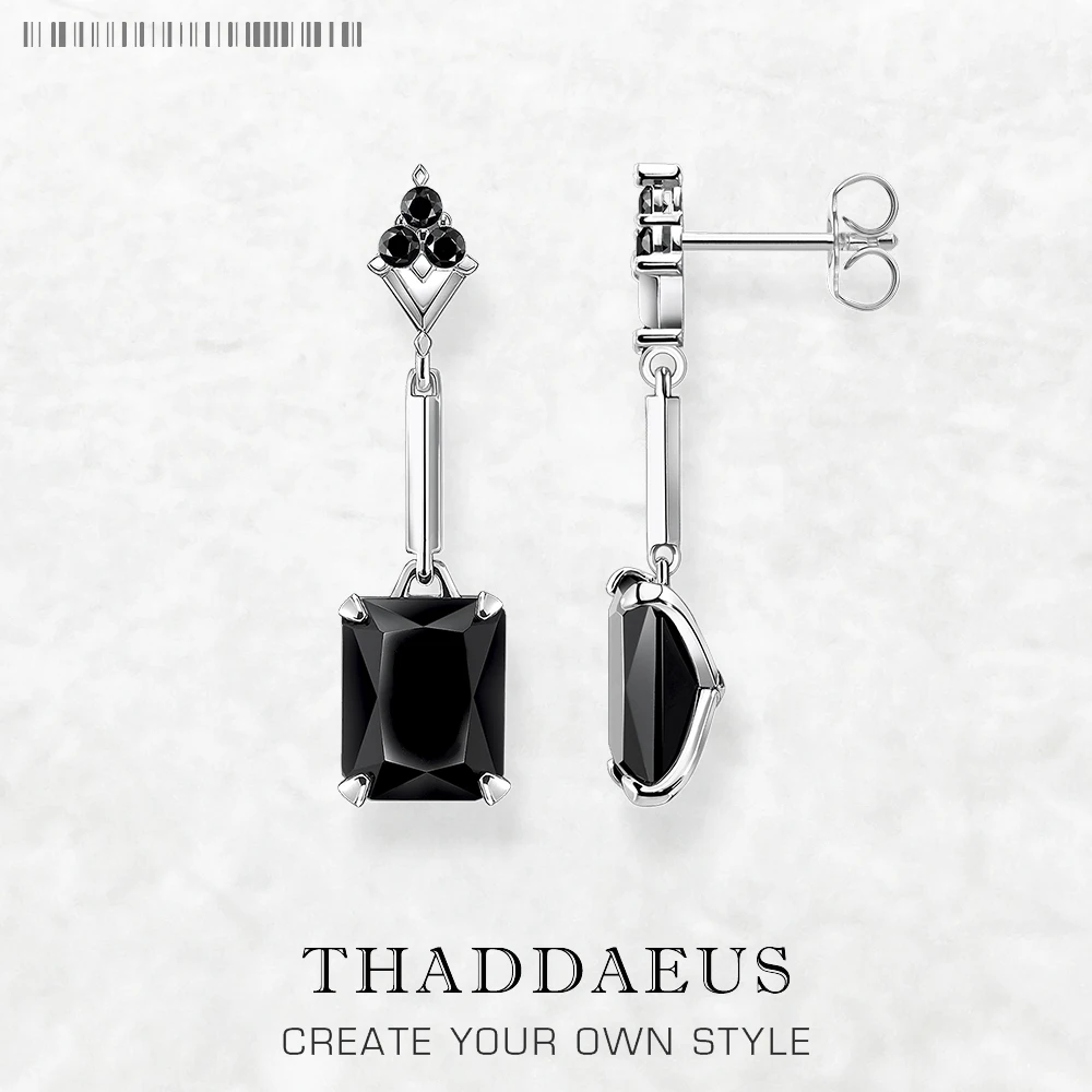 Vintage Black Stones Elegant and Timeless Sterling Silver Drop Earrings