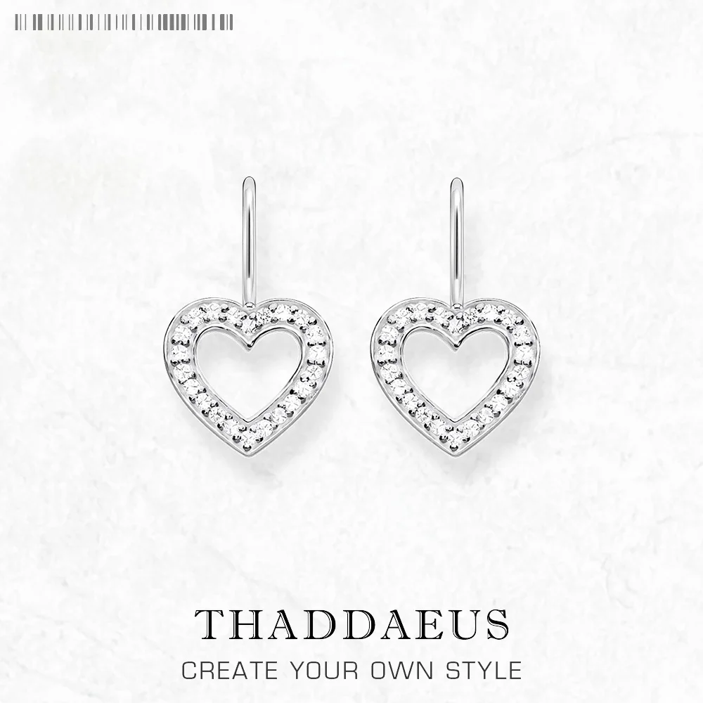Romantic White Stone Heart Europe Sterling Silver 925 Jewelry Earrings