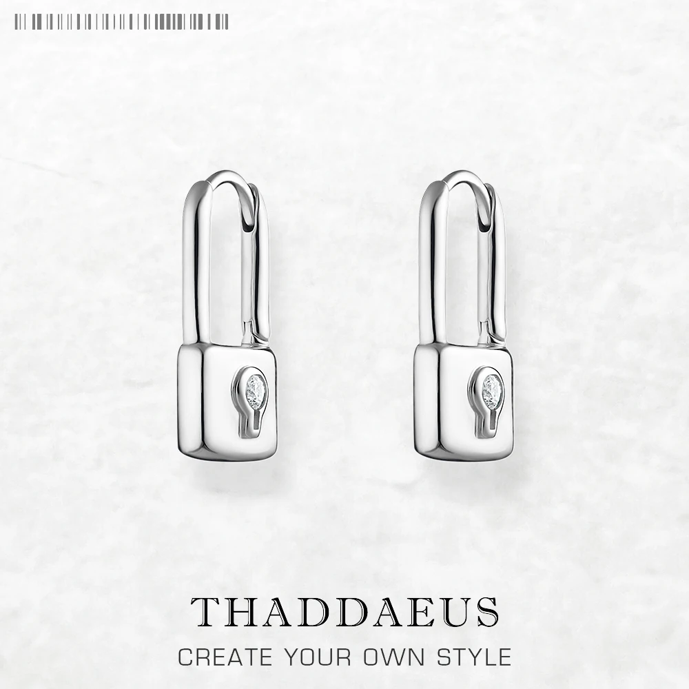 Trendy Hoop Earrings Lock Glamorous Sterling Silver Earrings