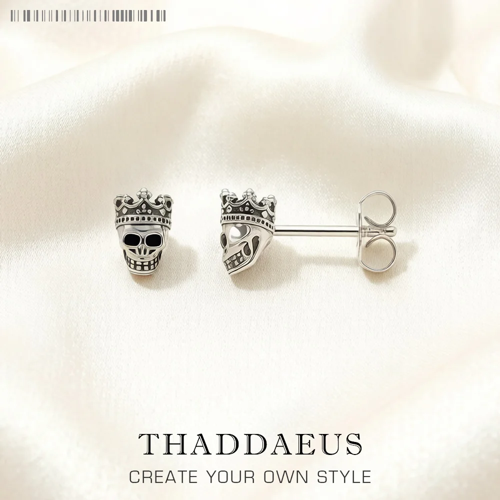 Vintage Rebel Skull King Europe Style Edgy Fine Jewerly Stud Earrings