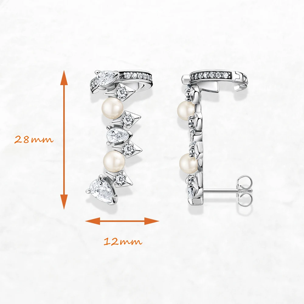 Pearls and Ice Crystals Glam Fashion Stud Earrings For Women - 画像 (2)