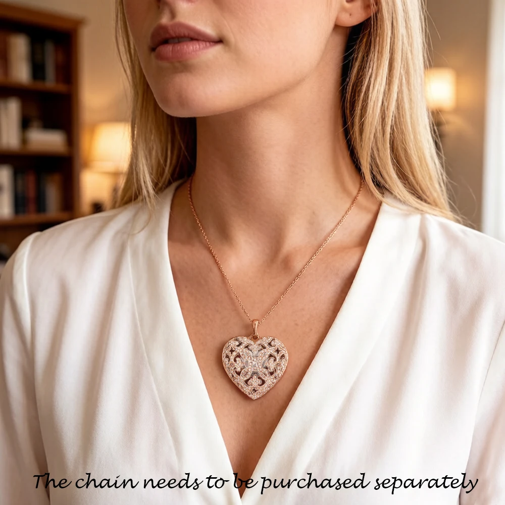 Love Heart Locket Fashion Glam 925 Sterling Silver Pendant - Image 3