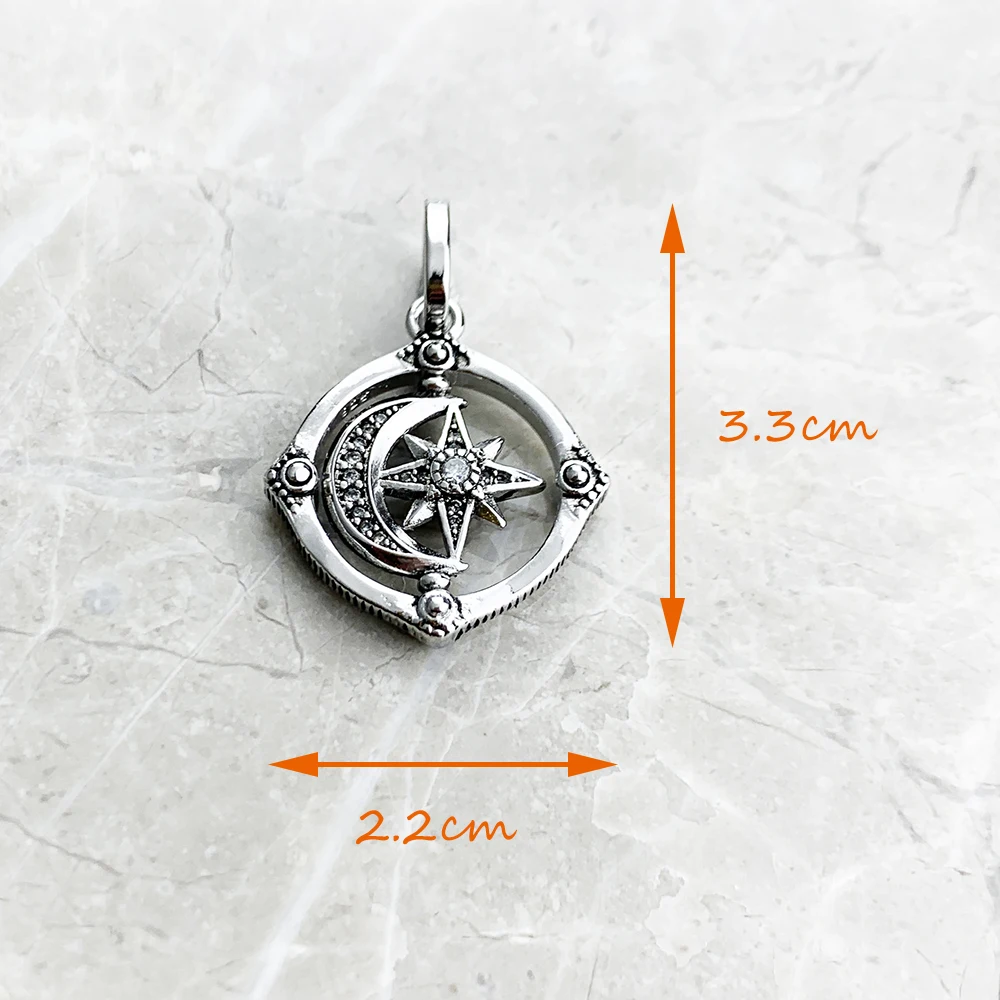 Moveable Star And Moon Sterling Silver Pendant - Image 4