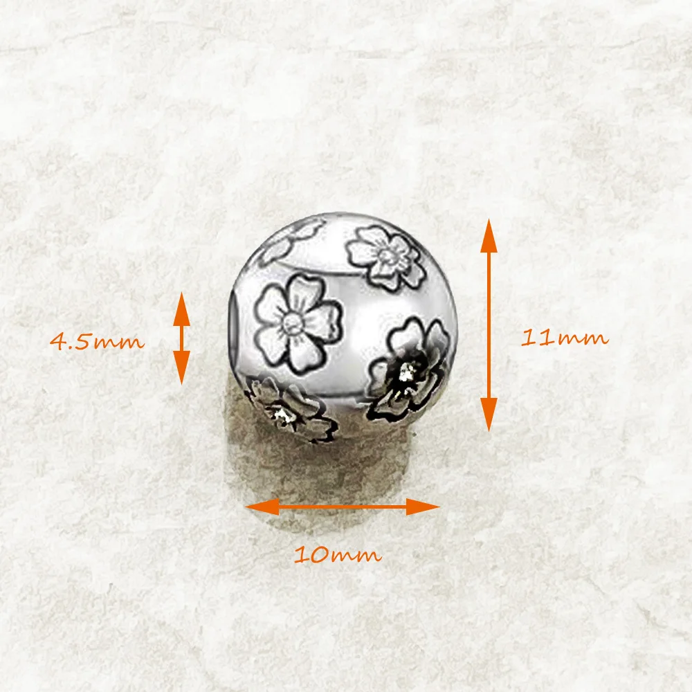 Trendy Bead Flower Sakura 925 Sterling Silver Karma Jewelry – Bild 2
