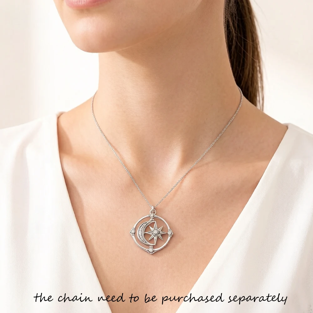 Moveable Star And Moon Sterling Silver Pendant - Image 3