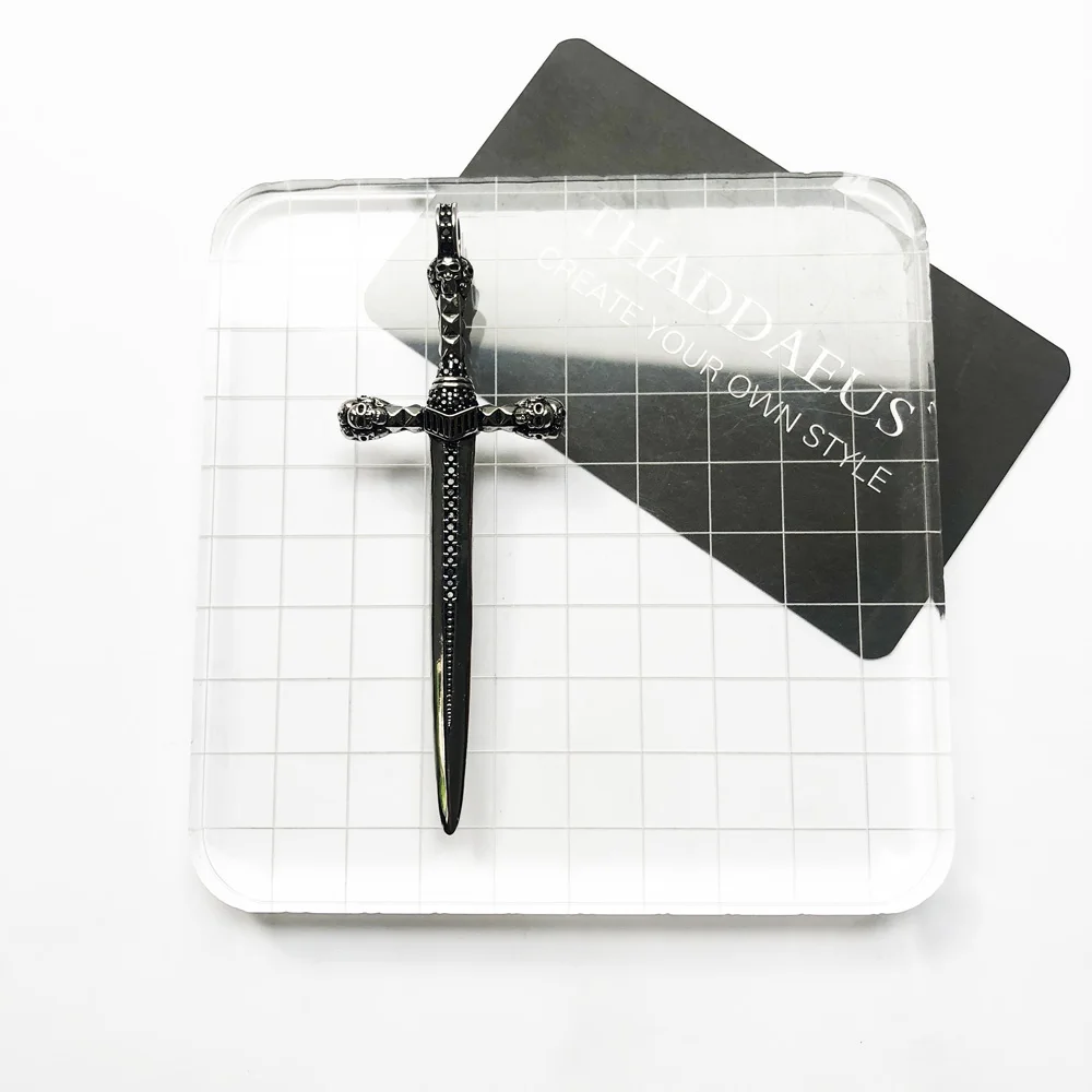Vintage Skull Sword Sterling Silver Pendant - Imagen 3