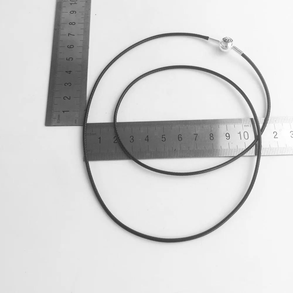 Waxed Cotton Black Basic Strand Style Rebel 925 Sterling Silver Necklace - Image 5