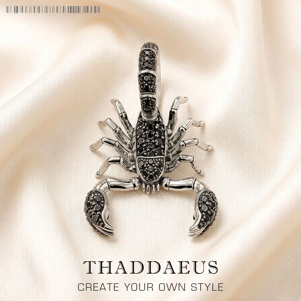 Black Scorpion Fashion Sterling Silver Pendant