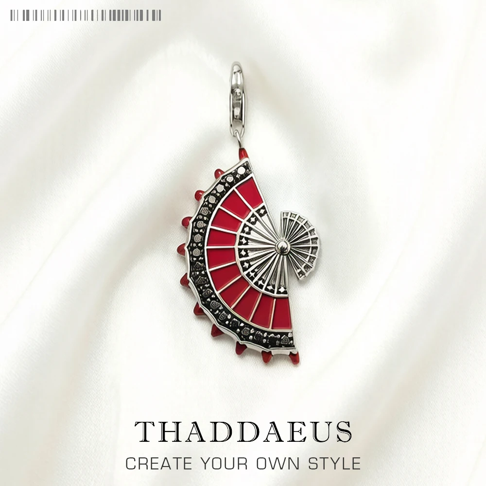 Trendy Red Fan Spring Fashion Jewelry Sterling Silver Pendant