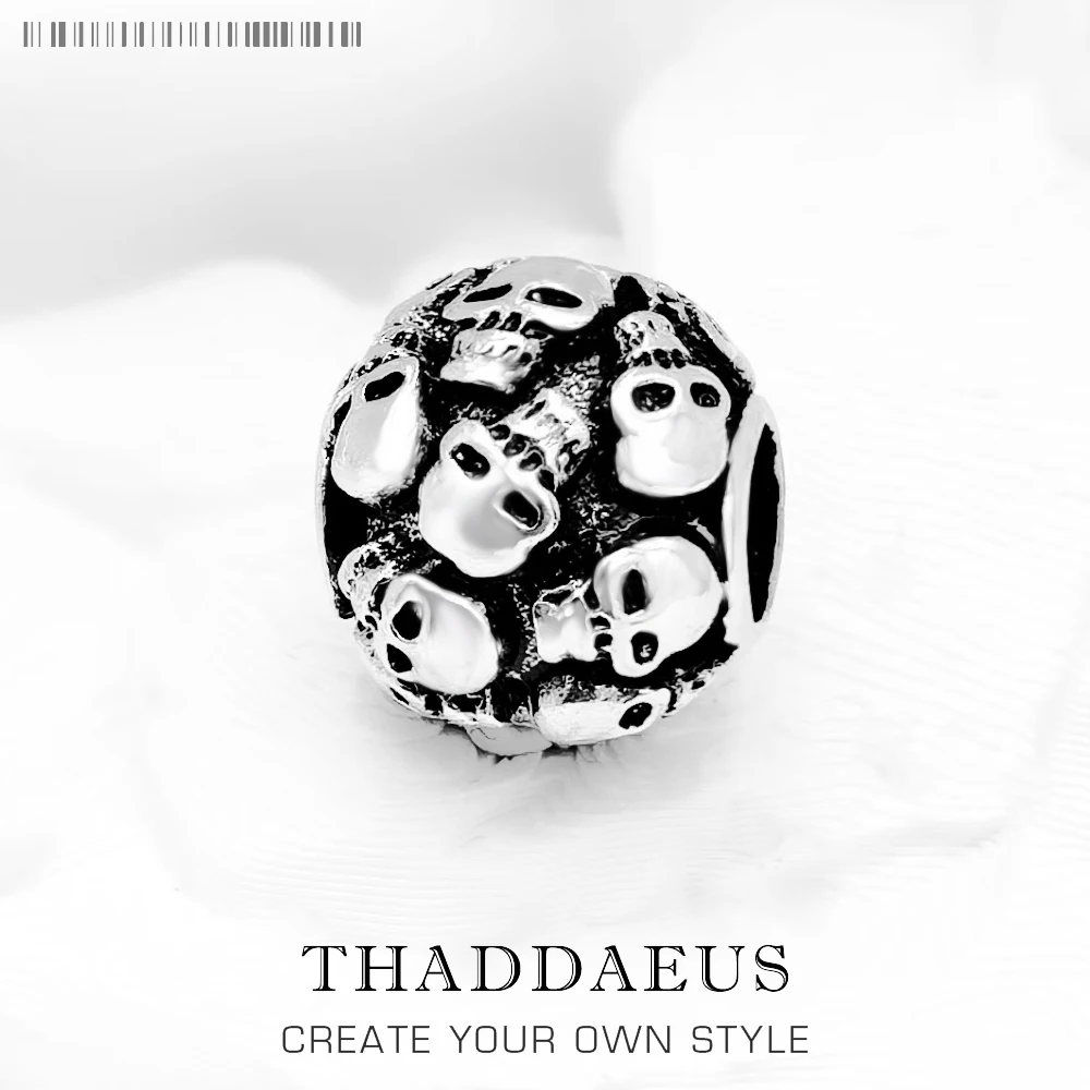 Vintage Charm Skeleton Sterling Silver Fashion Skull Bead