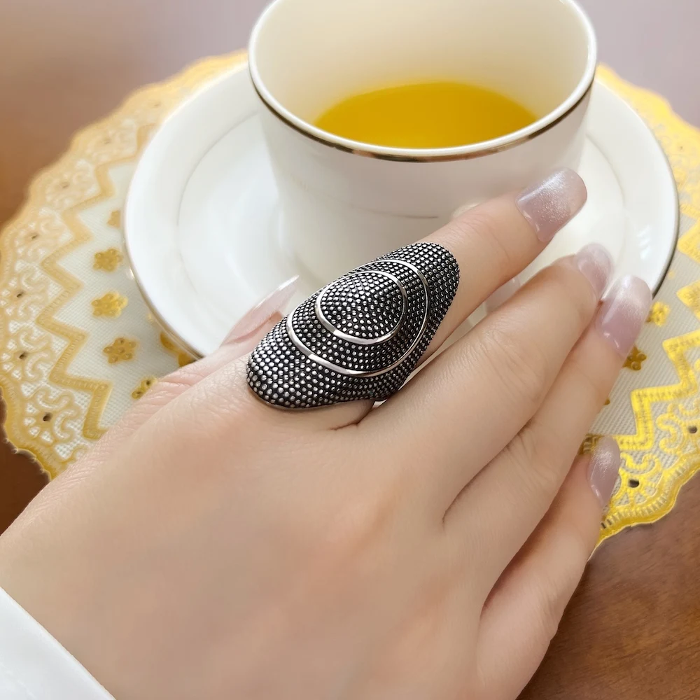 Fashion Large Statement Kathmandu 925 Sterling Silver Ring - Image 2