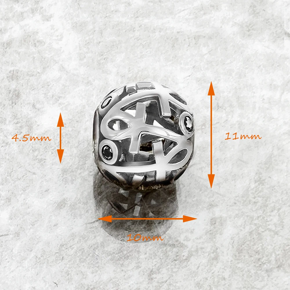 Vintage Charm Protective Cross of Life Ankh Sterling Silver Bead - Imagen 2