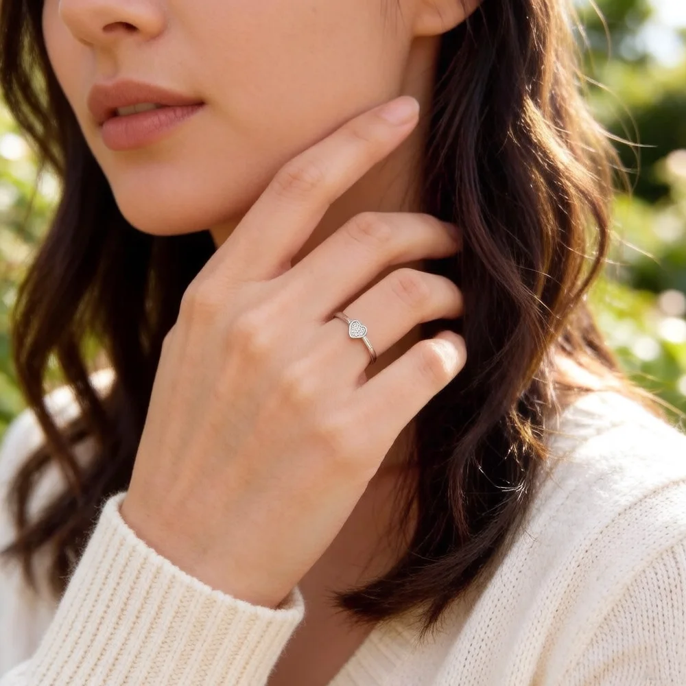 Romantic Love Heart Europe Fine Jewerly Sterling Silver Ring - 画像 (3)