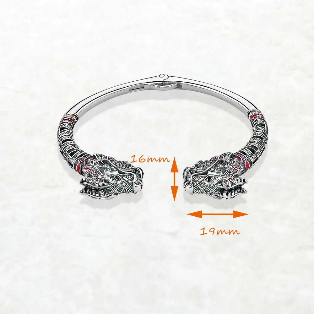 Vintage Dragon Fine Jewelry Sterling 925 Silver Bangle - Image 2