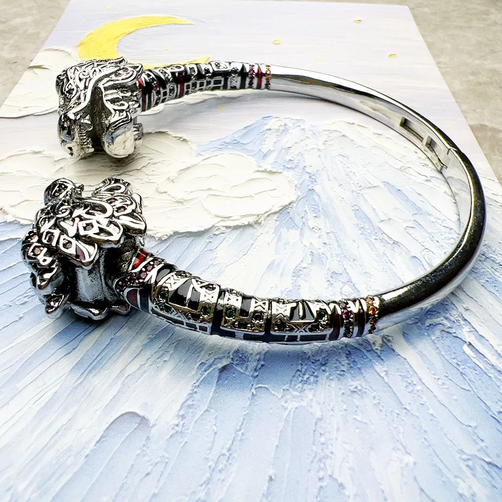 Vintage Dragon Fine Jewelry Sterling 925 Silver Bangle - Image 6