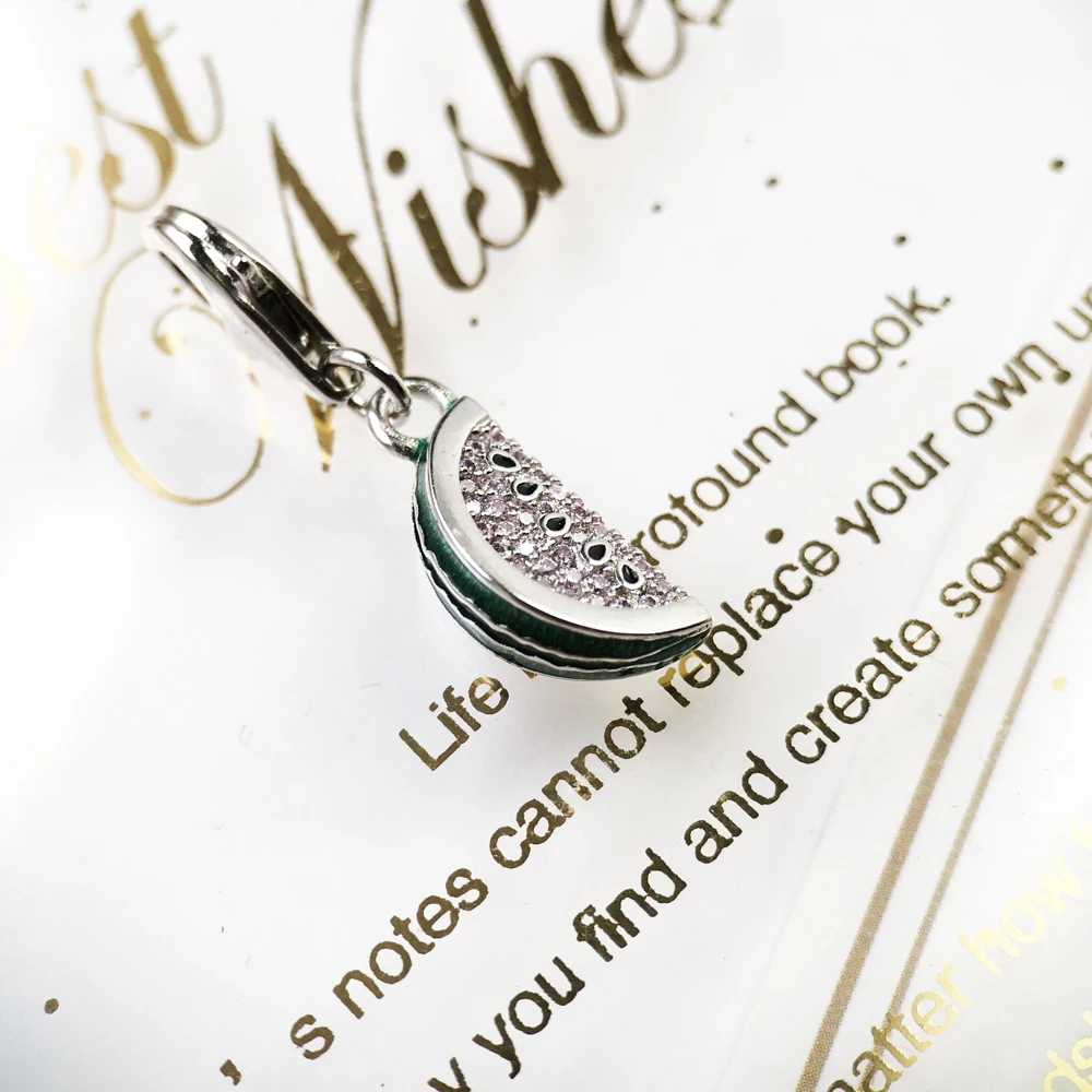 Trendy Watermelon Dangle Charm 925 Sterling Silver Pendant Jewelry - 画像 (5)