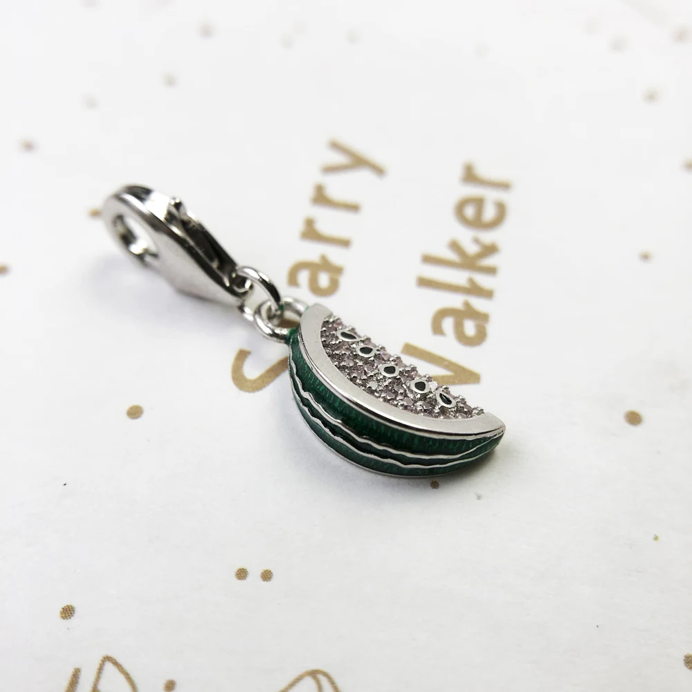 Trendy Watermelon Dangle Charm 925 Sterling Silver Pendant Jewelry - 画像 (4)