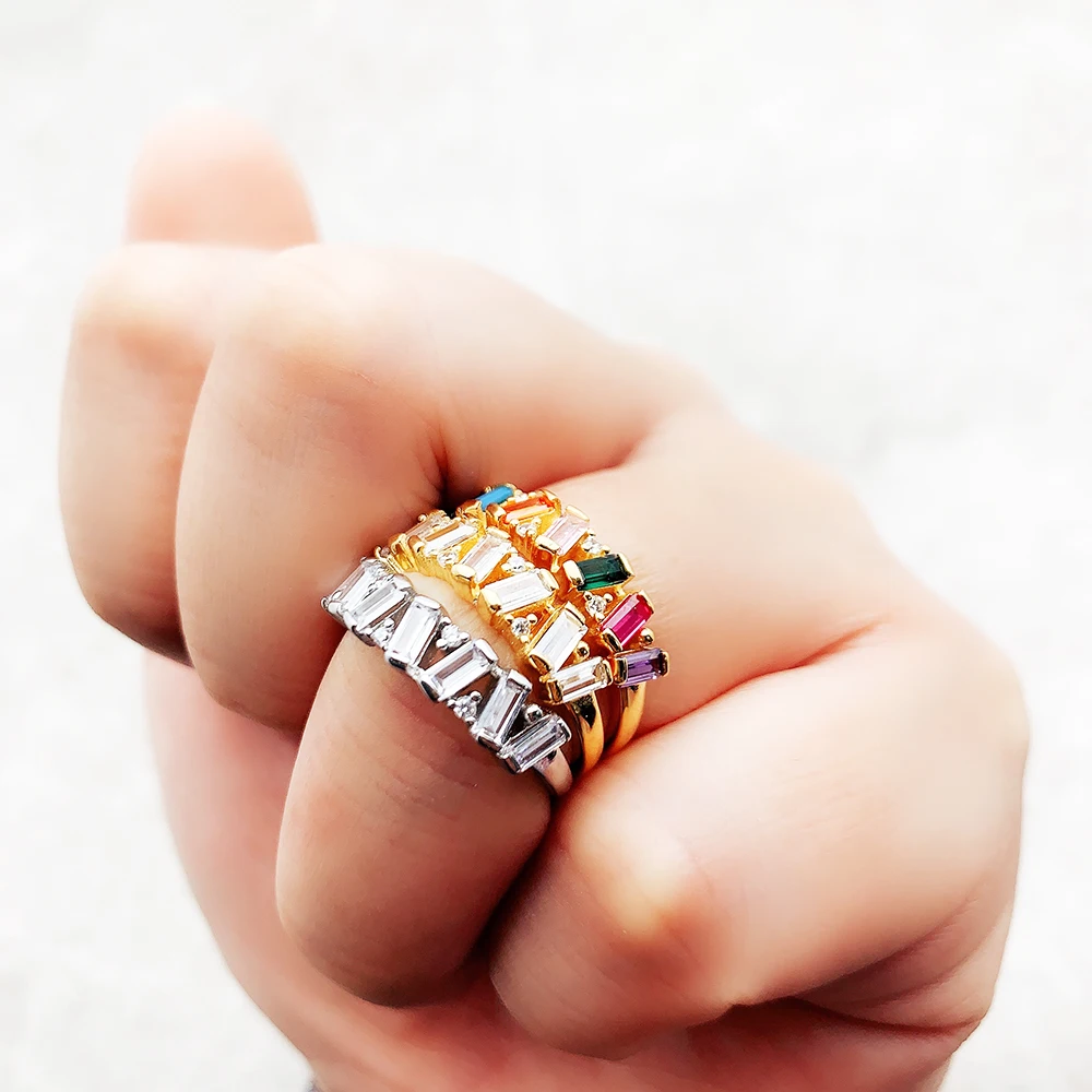 Romantic Colourful Dancing Stones Fine Jewerly 925 Sterling Silver Ring – Bild 4