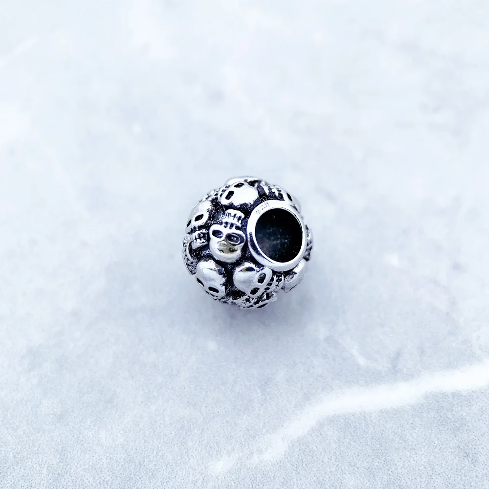 Vintage Charm Skeleton Sterling Silver Fashion Skull Bead - Imagen 6