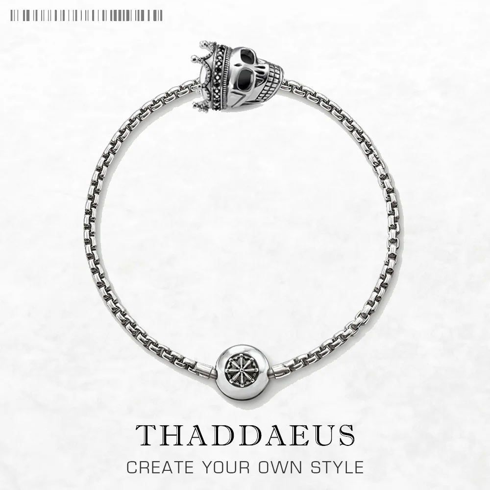 Beads Bracelet Chain With Skull King Karma 925 Sterling Silver Jewelry