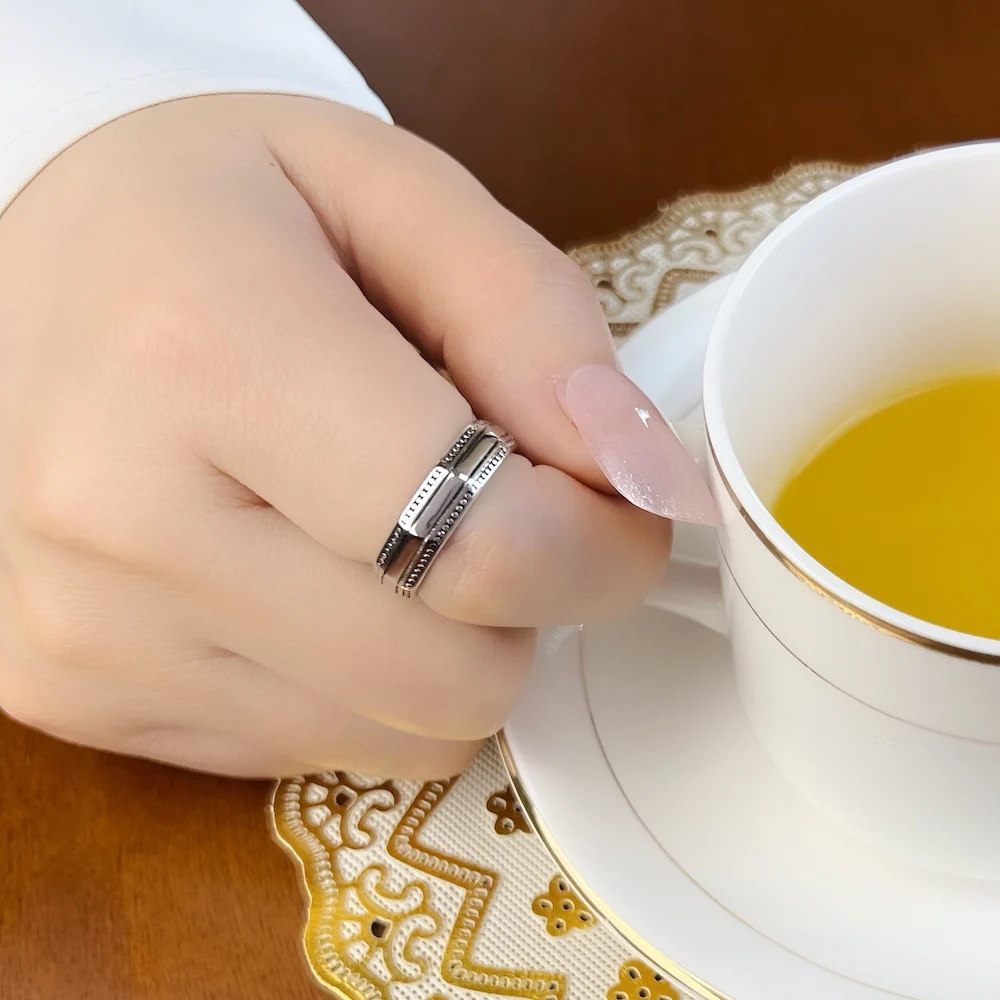 Ethnic Angular Nine-cornered Shape 925 Sterling Silver Band Ring - Image 5