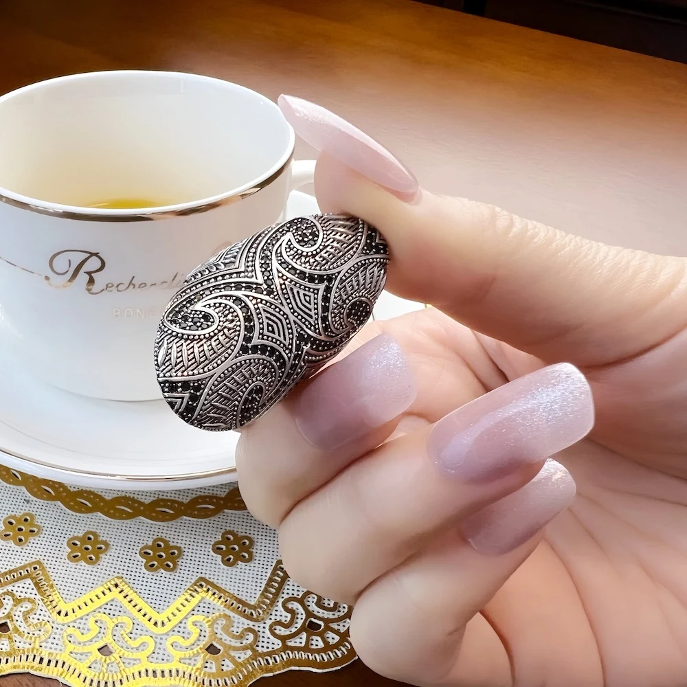 Vintage Maori Cultural Tattoo Ornament 925 Sterling Silver Ring - Image 4