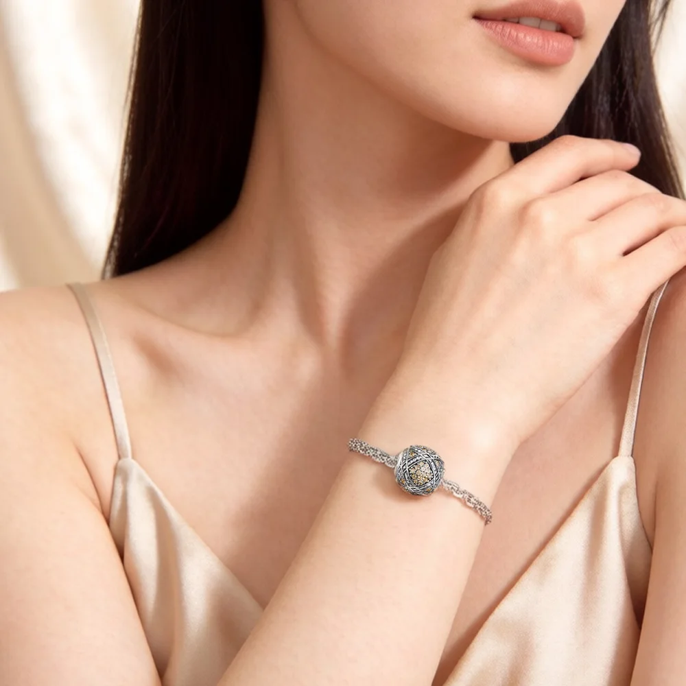Charms Karma Champagne CZ Sterling Silver Beads - 画像 (2)