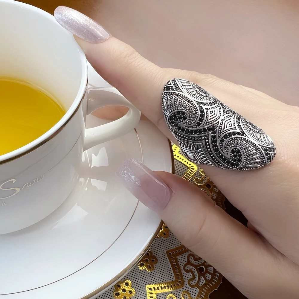 Vintage Maori Cultural Tattoo Ornament 925 Sterling Silver Ring - Image 2