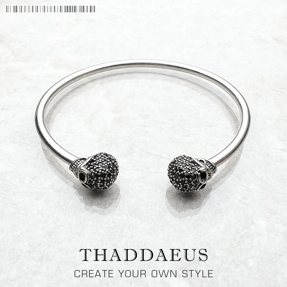 Punk Skull Pave Fashion Karma 925 Sterling Silver Bracelet Bangles