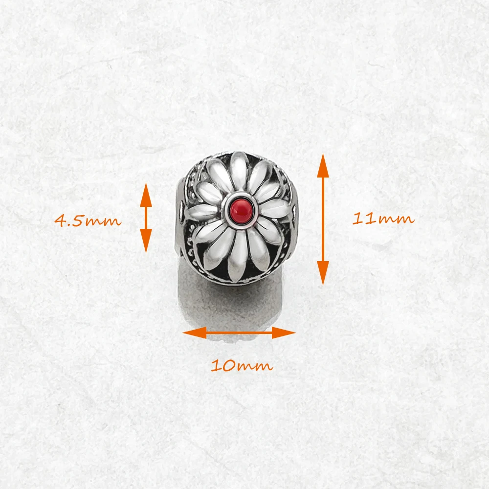 Red Petals Flower Karma Charms Sterling Silver Beads - Imagen 3