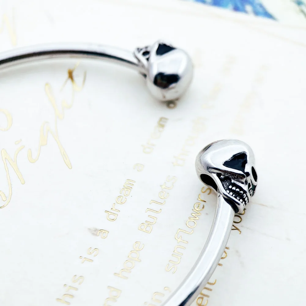 Fashion Skull Karma Rebel Sterling 925 Silver Bracelet Bangle - Image 5