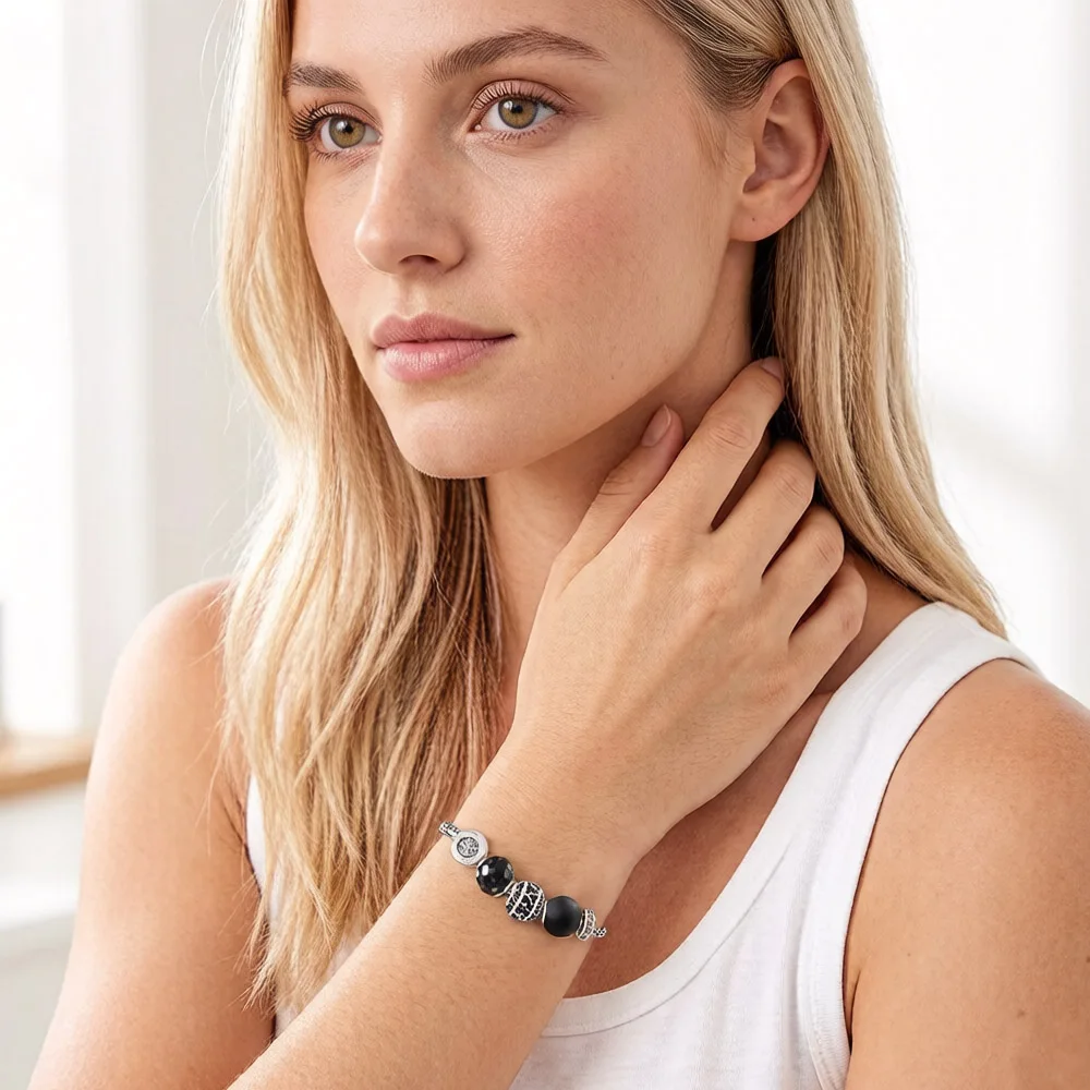 Stylish Zircon Karma Basics 925 Sterling Silver Bracelets - 画像 (3)