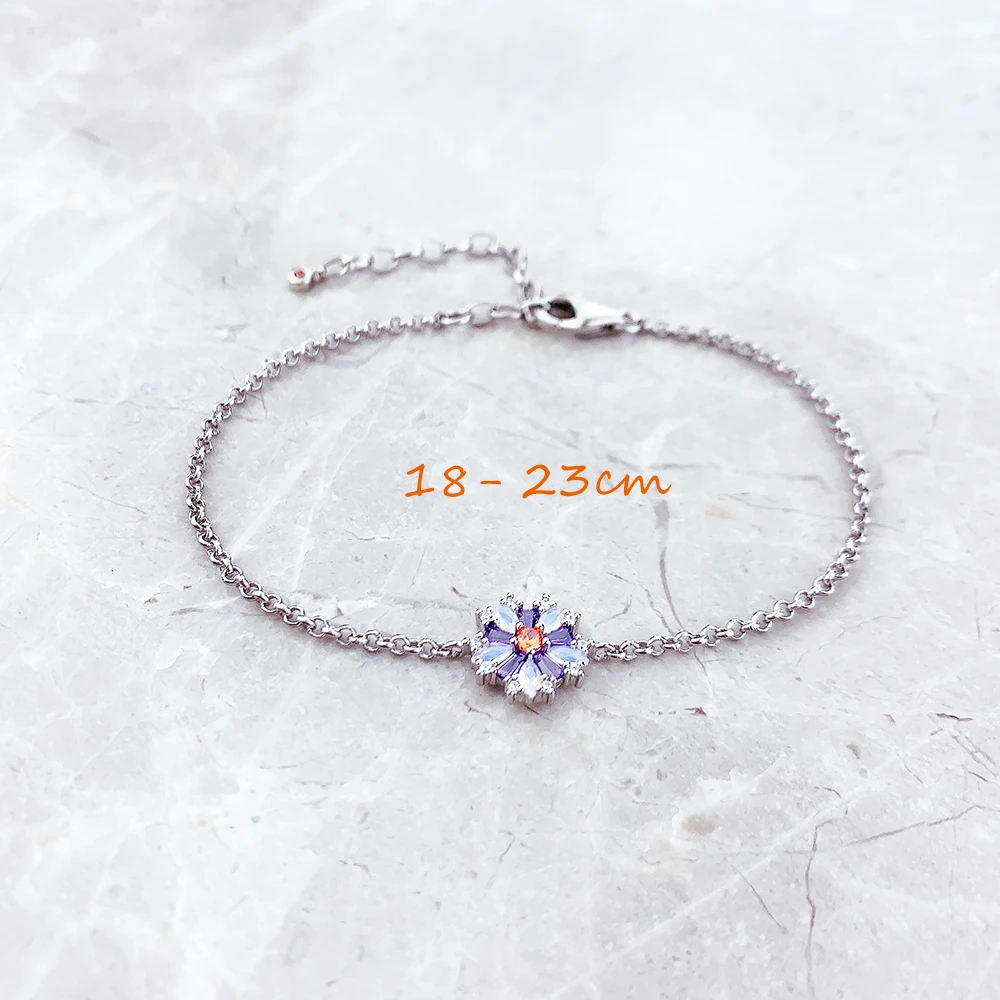 Flowers Colourful Stones Link Chain Sterling Silver Jewelry Bracelet - 画像 (2)