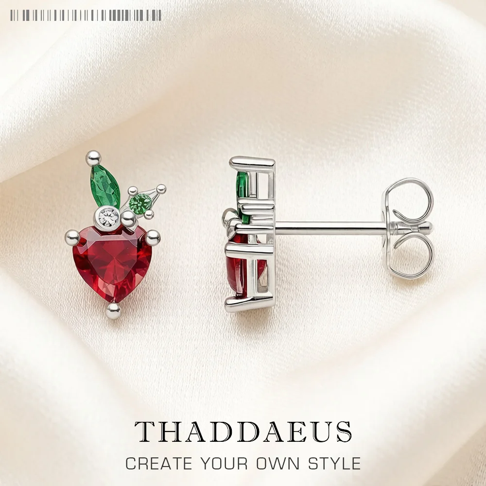 Strawberry Summer Sterling Silver Stud Earrings Cute Jewerly For Women