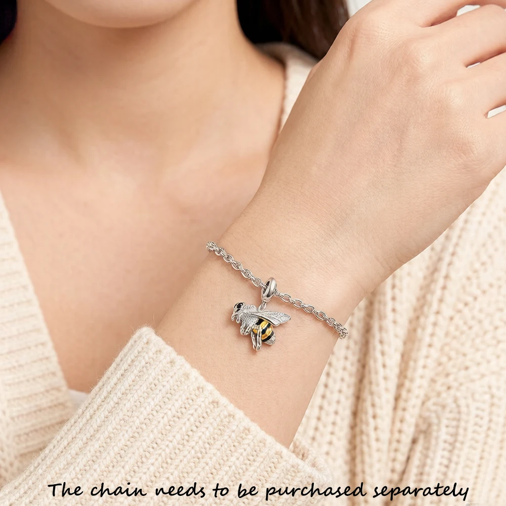 Charm Sterling Silver Fashion Jewelry Lovely Honey Bee Pendant - Image 2
