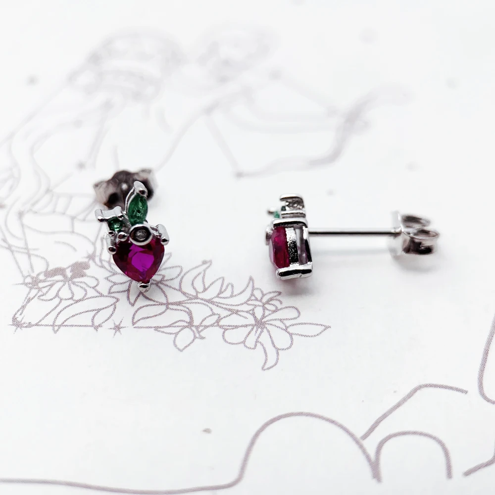 Strawberry Summer Sterling Silver Stud Earrings Cute Jewerly For Women - Image 6