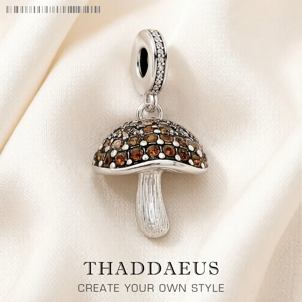 CZ Pave 925 Sterling Silver Mushroom Pendants Charm For Women